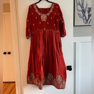 Rust Anarkali suit with salwar and duppatta